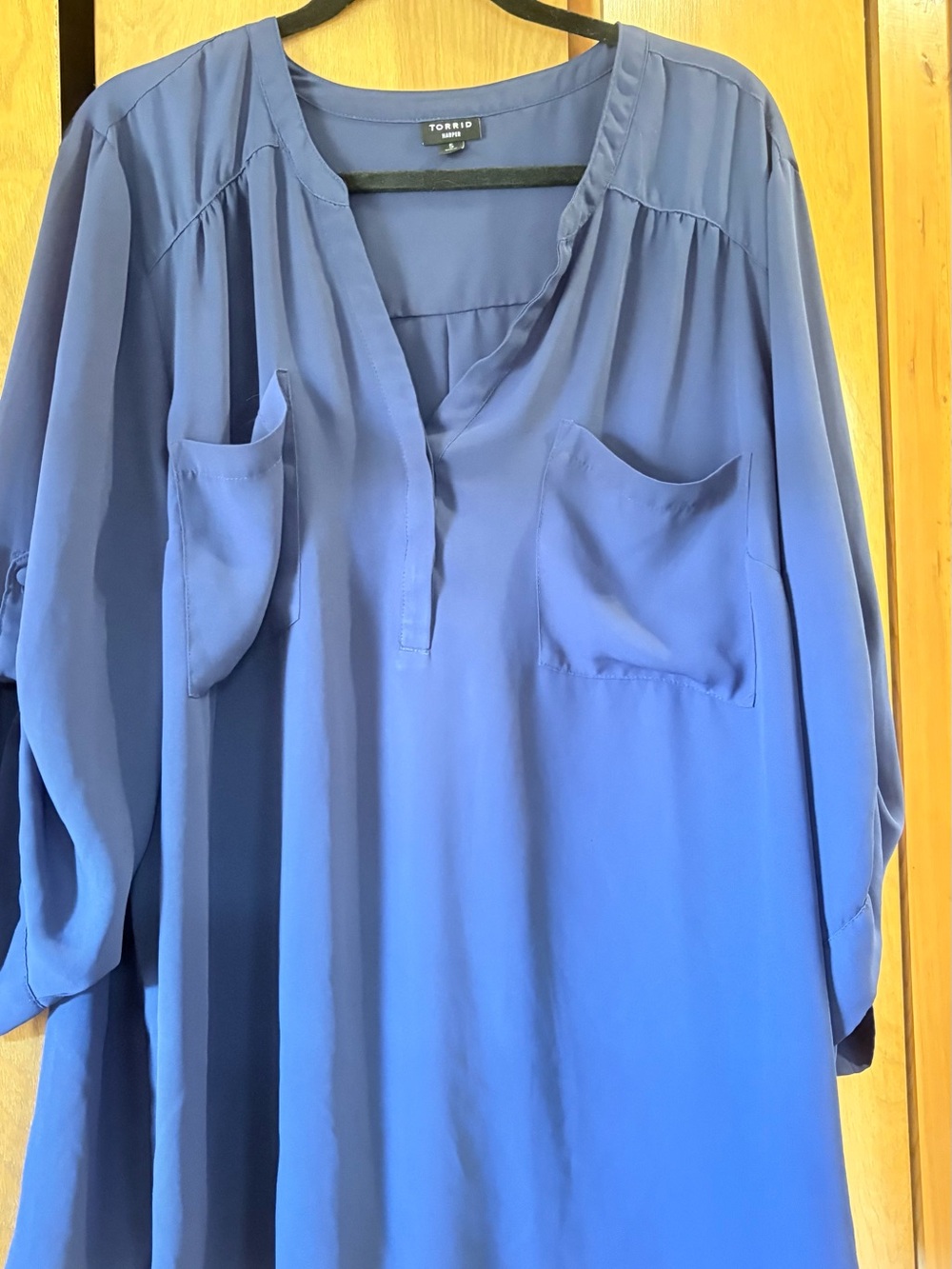 torrid Royal Blue Split-Neck Tunic with Patch Pockets